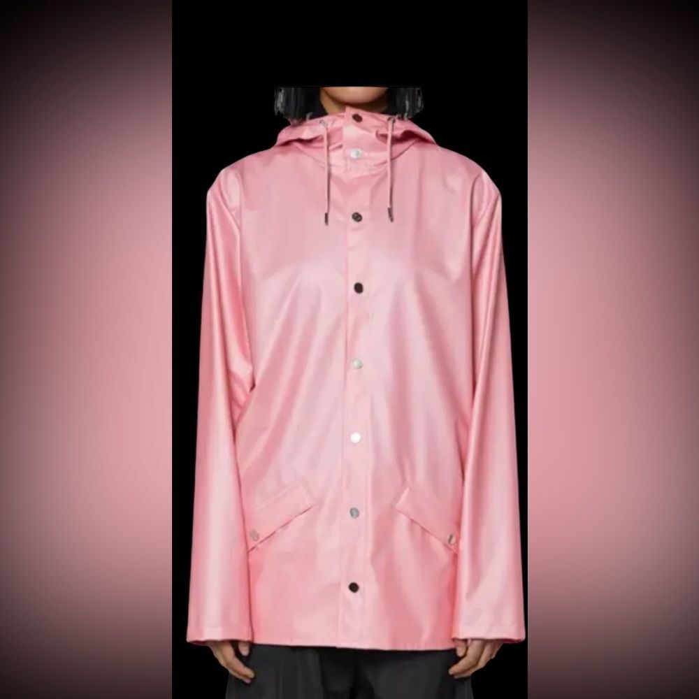 RAINS LONG JACKET IN SKY PINK,‎ sz Small